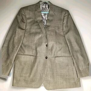 Ralph Lauren Blazer Mens 46 R Beige Houndstooth Wool Silk Sport Coat Dillards